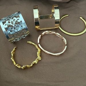 Silver and Gold toned Cuffs and Bracelets